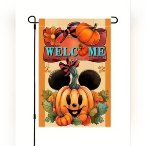 Disney Mickey Mouse Pumpkin Welcome Fall Autumn Garden Yard Flag Halloween New